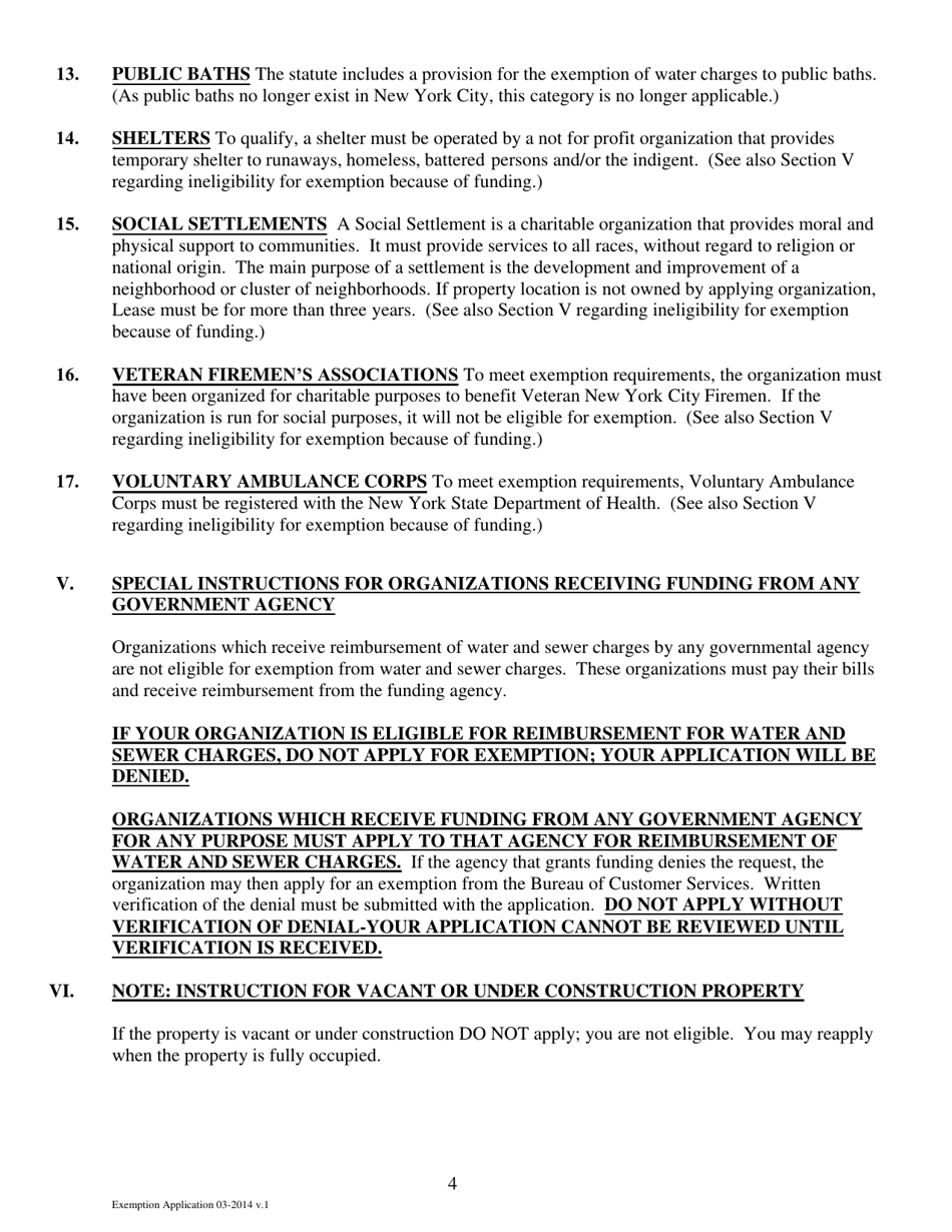 Application for Exemption From Water and Sewer Charges - New York City, Page 5