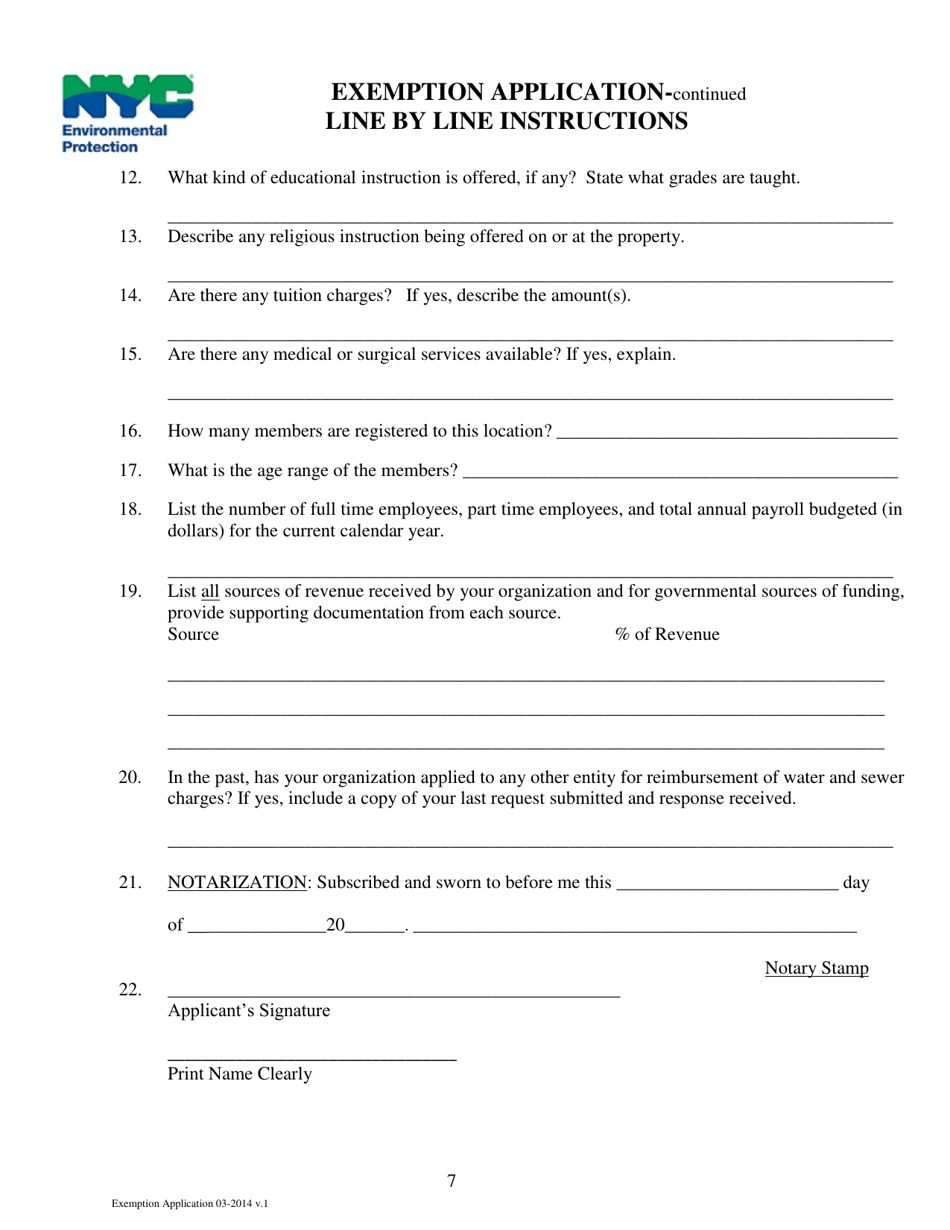 Application for Exemption From Water and Sewer Charges - New York City, Page 8