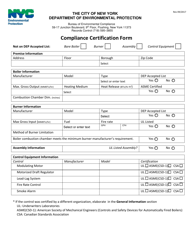 &quot;Compliance Certification Form&quot; - New York City