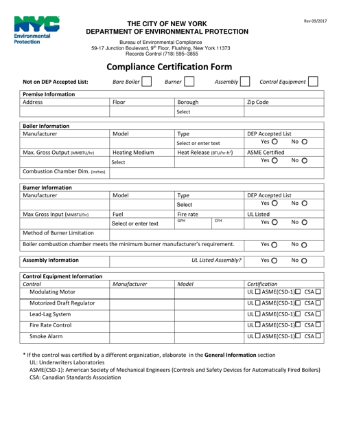 Compliance Certification Form - New York City