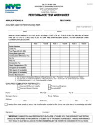 Document preview: Performance Test Worksheet - New York City