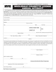 Document preview: Form CTX-WD Wholesale Cigarette License Annual Affidavit - New York City
