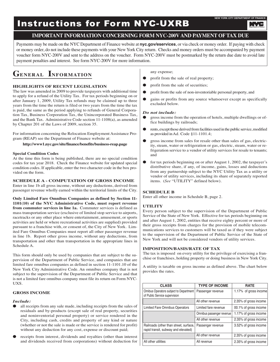 Form NYC-UXRB Return of Excise Tax by Utilities and Limited Fare Omnibus Companies - New York City, Page 3