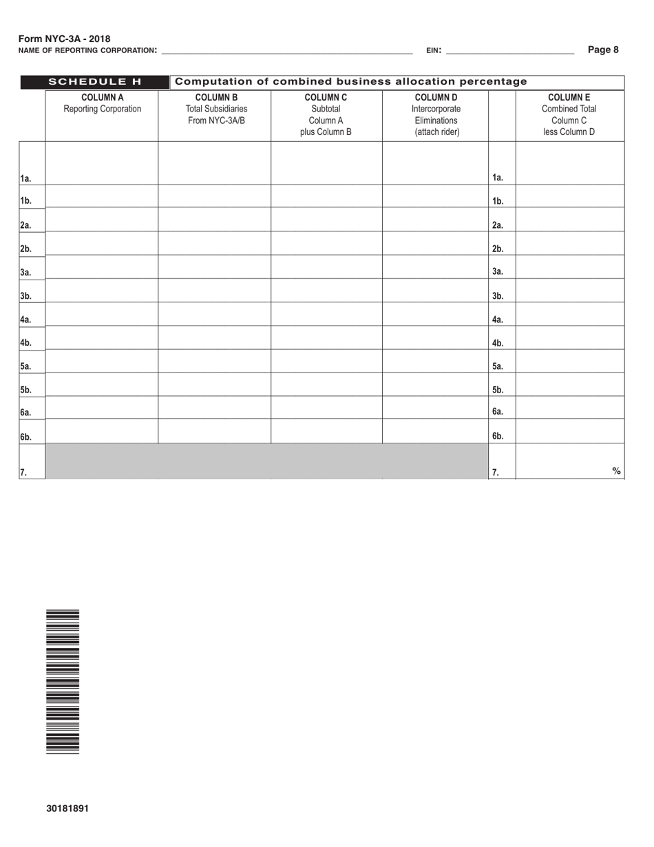 Form NYC-3A Combined General Corporation Tax Return - New York City, Page 8