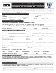 Document preview: Formulario SHC-0609 Servicio Del Proceso De Admision - New York City (Spanish)