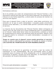 Formulario SHC-0609 Servicio Del Proceso De Admision - New York City (Spanish), Page 2