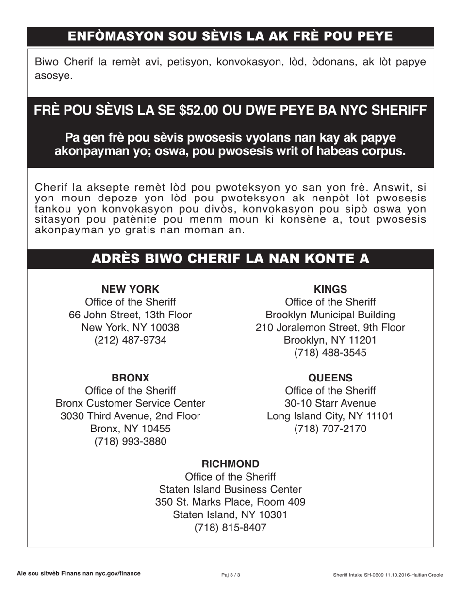 Form SHC-0609 Service of Process Intake - New York City (Haitian Creole), Page 3