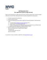 Document preview: Self-attestation Form - New York City