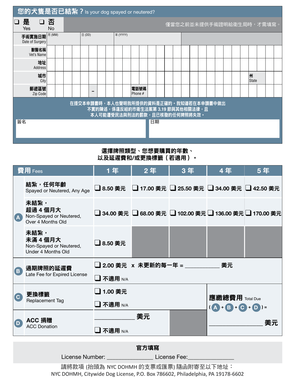Dog License Application - New York City (Chin), Page 4