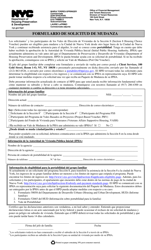 Document preview: Formulario De Solicitud De Mudanza - New York City (Spanish)