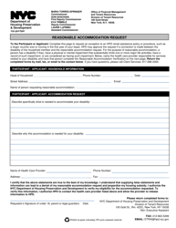 Document preview: Reasonable Accommodation Request Form - New York City