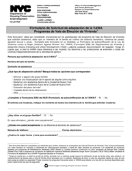 Document preview: Formulario De Solicitud De Adaptacion De La Vawa Programas De Vale De Eleccion De Vivienda - New York City (Spanish)