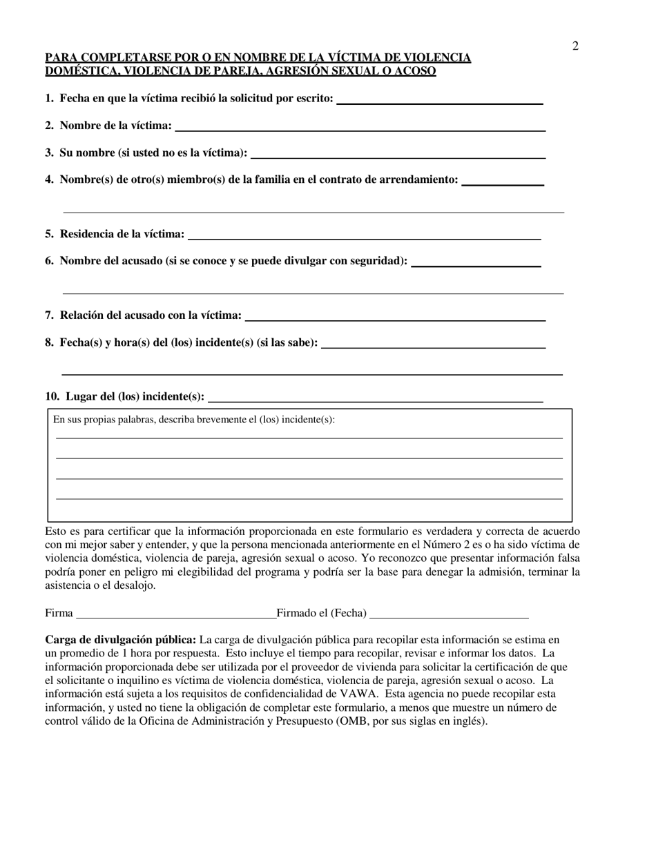 Formulario De Solicitud De Adaptacion De La Vawa Programas De Vale De Eleccion De Vivienda - New York City (Spanish), Page 4