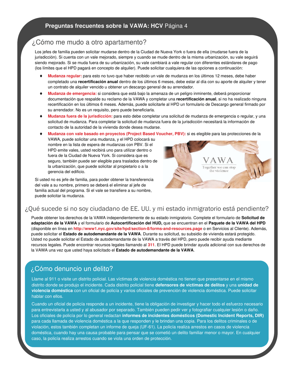 Formulario De Solicitud De Adaptacion De La Vawa Programas De Vale De Eleccion De Vivienda - New York City (Spanish), Page 8
