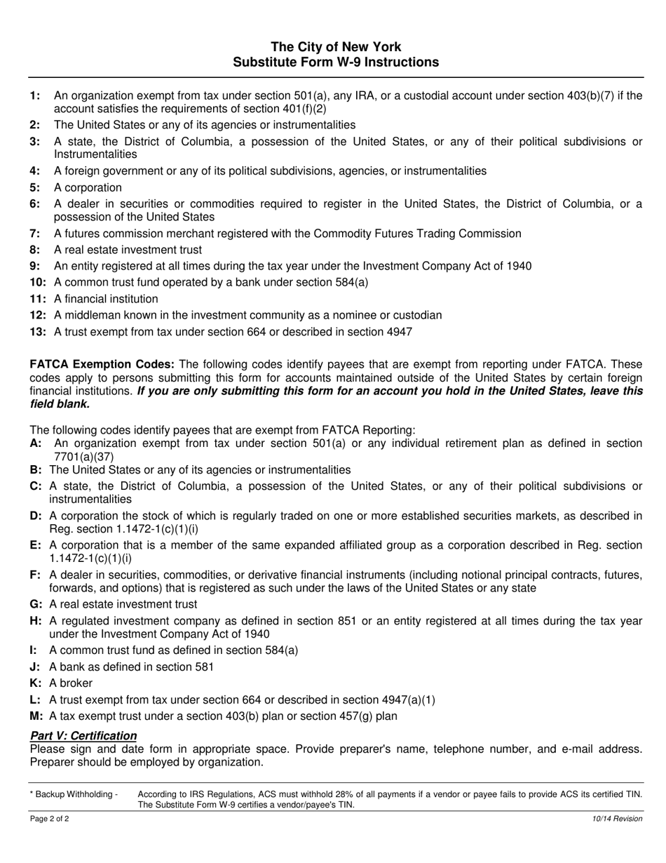 Substitute Form W-9 - Request for Taxpayer Identification Number  Certification - New York City, Page 3