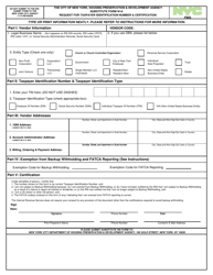 &quot;Substitute Form W-9 - Request for Taxpayer Identification Number &amp; Certification&quot; - New York City