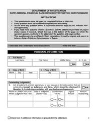 Form SFBIQ Supplemental Financial Background Investigation Questionnaire - New York City, Page 2