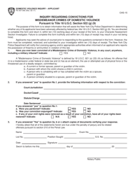 Document preview: Form PD407-090 (CAS-15) Inquiry Regarding Convictions for Misdemeanor Crimes of Domestic Violence - New York City