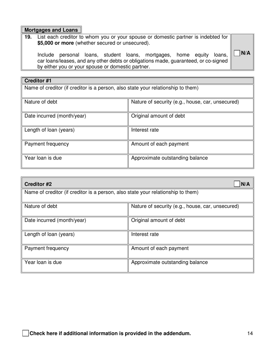 Form FBIQ Financial Background Investigation Questionnaire - New York City, Page 14