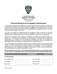 Form FBIQ Financial Background Investigation Questionnaire - New York City