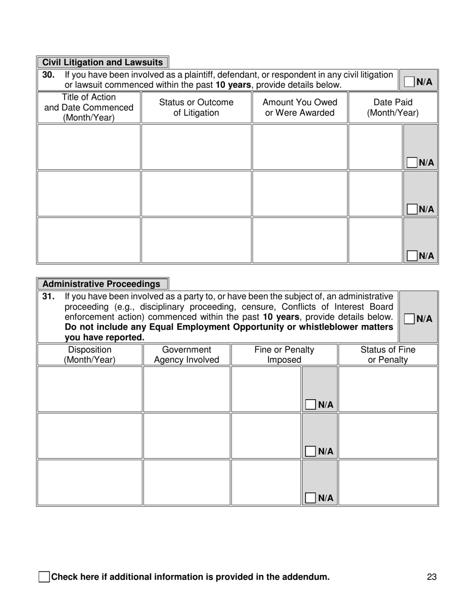 Form FBIQ Financial Background Investigation Questionnaire - New York City, Page 23
