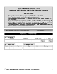 Form FBIQ Financial Background Investigation Questionnaire - New York City, Page 2