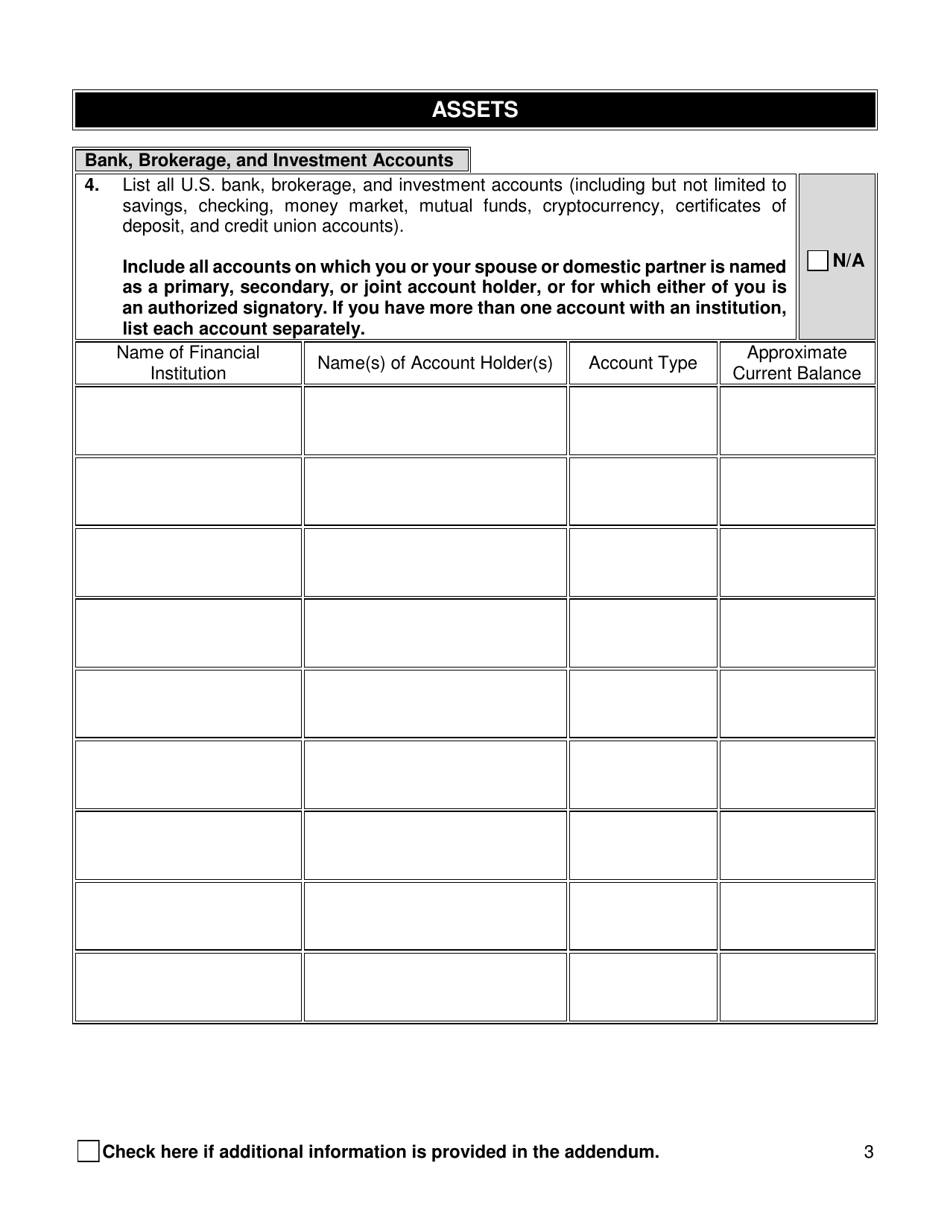 Form FBIQ Financial Background Investigation Questionnaire - New York City, Page 3