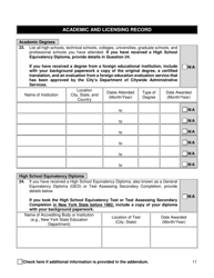 Supplemental Background Investigation Questionnaire - New York City, Page 11