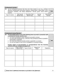 Supplemental Background Investigation Questionnaire - New York City, Page 12