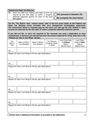 Supplemental Background Investigation Questionnaire - New York City, Page 21