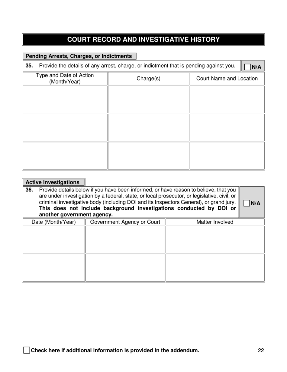 Supplemental Background Investigation Questionnaire - New York City, Page 22
