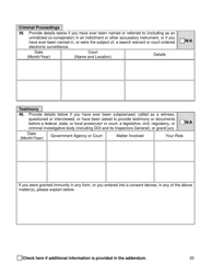 Supplemental Background Investigation Questionnaire - New York City, Page 25