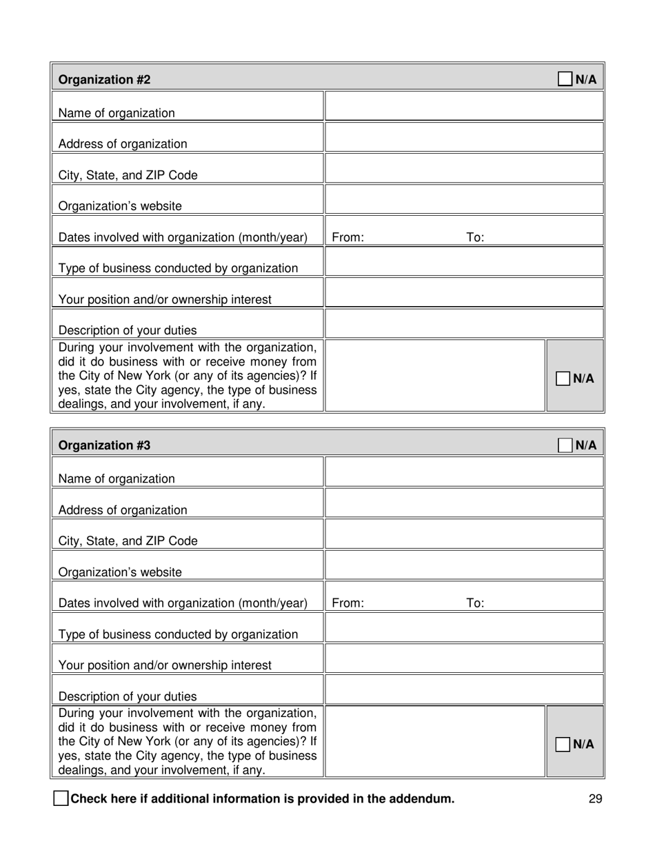 Supplemental Background Investigation Questionnaire - New York City, Page 29