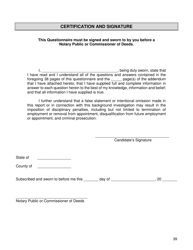 Supplemental Background Investigation Questionnaire - New York City, Page 39