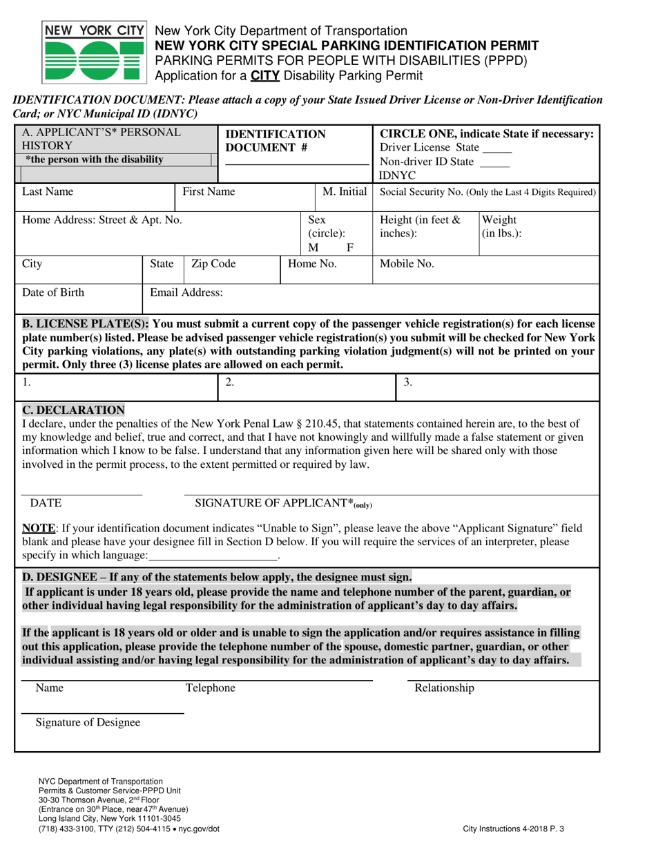Application for a New York City Parking Permit for People With Disabilities - New York City, Page 3