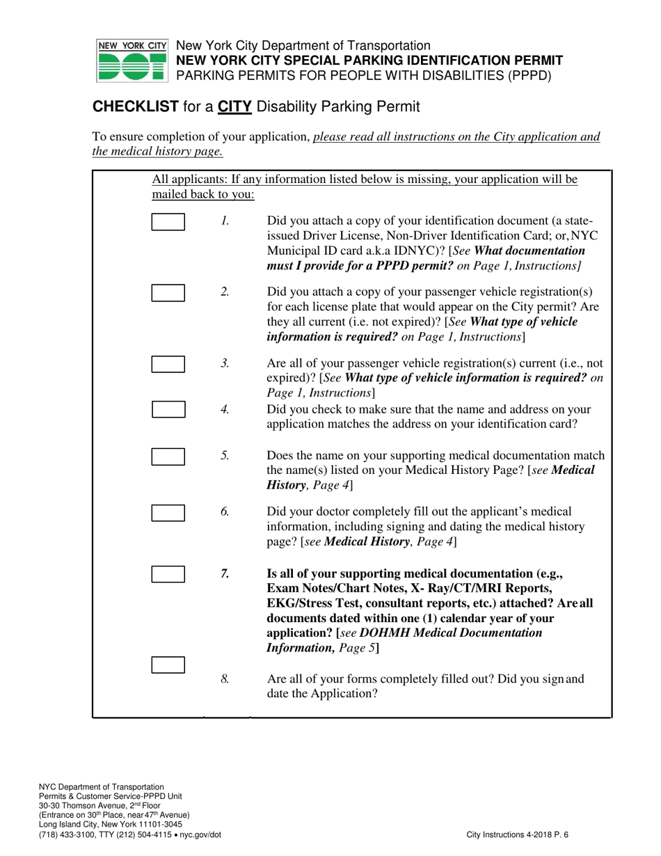 Application for a New York City Parking Permit for People With Disabilities - New York City, Page 6