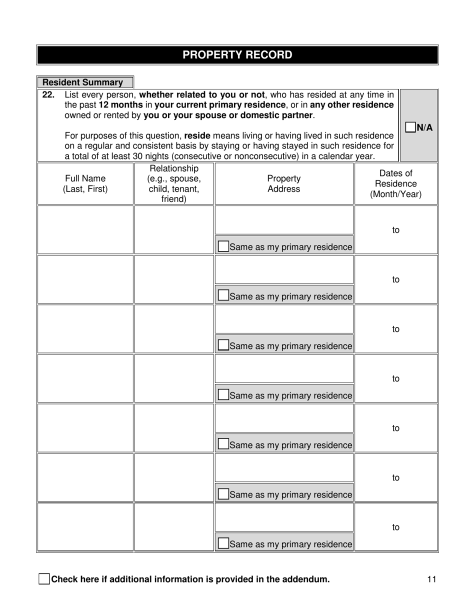 Background Investigation Questionnaire - New York City, Page 11