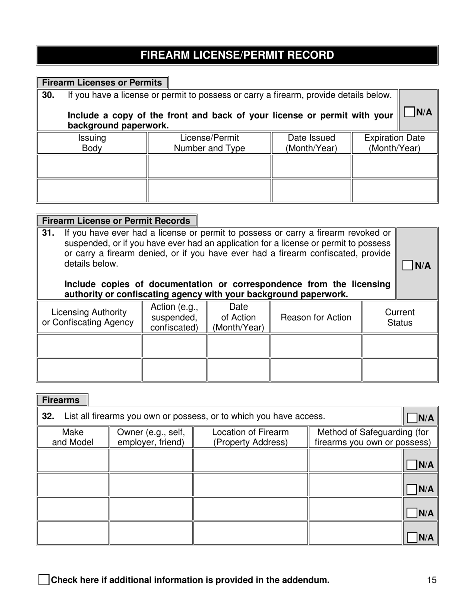 Background Investigation Questionnaire - New York City, Page 15