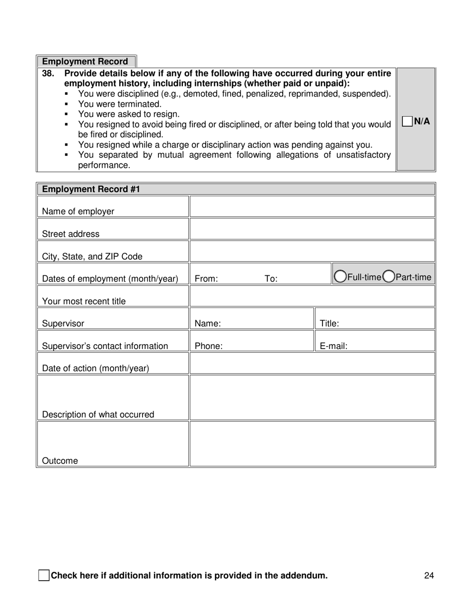 Background Investigation Questionnaire - New York City, Page 24
