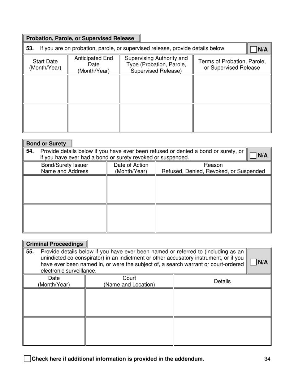 Background Investigation Questionnaire - New York City, Page 34