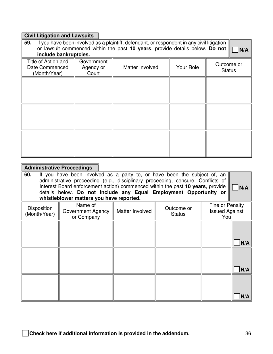 Background Investigation Questionnaire - New York City, Page 36