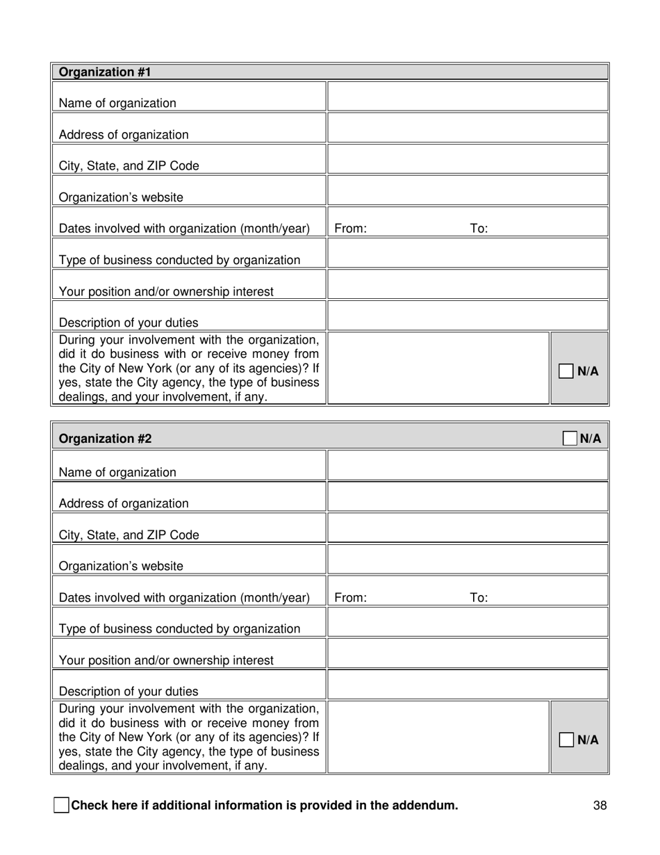 Background Investigation Questionnaire - New York City, Page 38