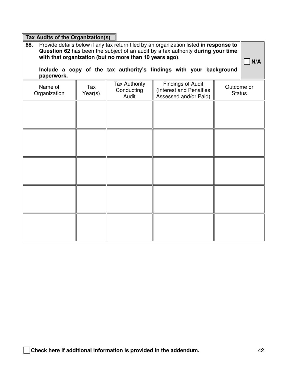 Background Investigation Questionnaire - New York City, Page 42