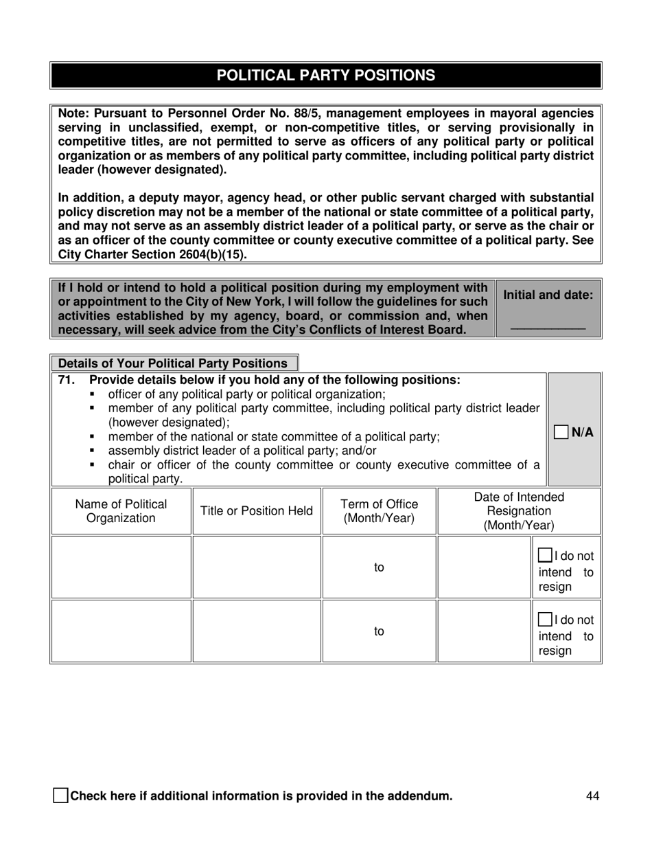 New York City Background Investigation Questionnaire Download Fillable Pdf Templateroller 7418