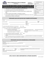 Document preview: Formulario HD10 Solicitud De Una Nueva Audiencia Despues De Una Falta De Comparecencia (Peticion Para Anular Un Incumplimiento) - New York City (Spanish)