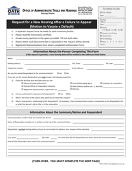 Form SMP2 &quot;Request for a New Hearing After a Failure to Appear (Motion to Vacate a Default)&quot; - New York City