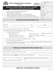 Document preview: Form HD10 Request for a New Hearing After a Failure to Appear (Motion to Vacate a Default) - New York City (Haitian Creole)