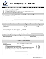 Document preview: Form GN4 Authorization for Registered Representative to Appear - New York City