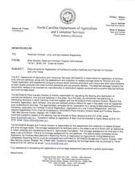 Document preview: Fertilizer Registration Package - North Carolina