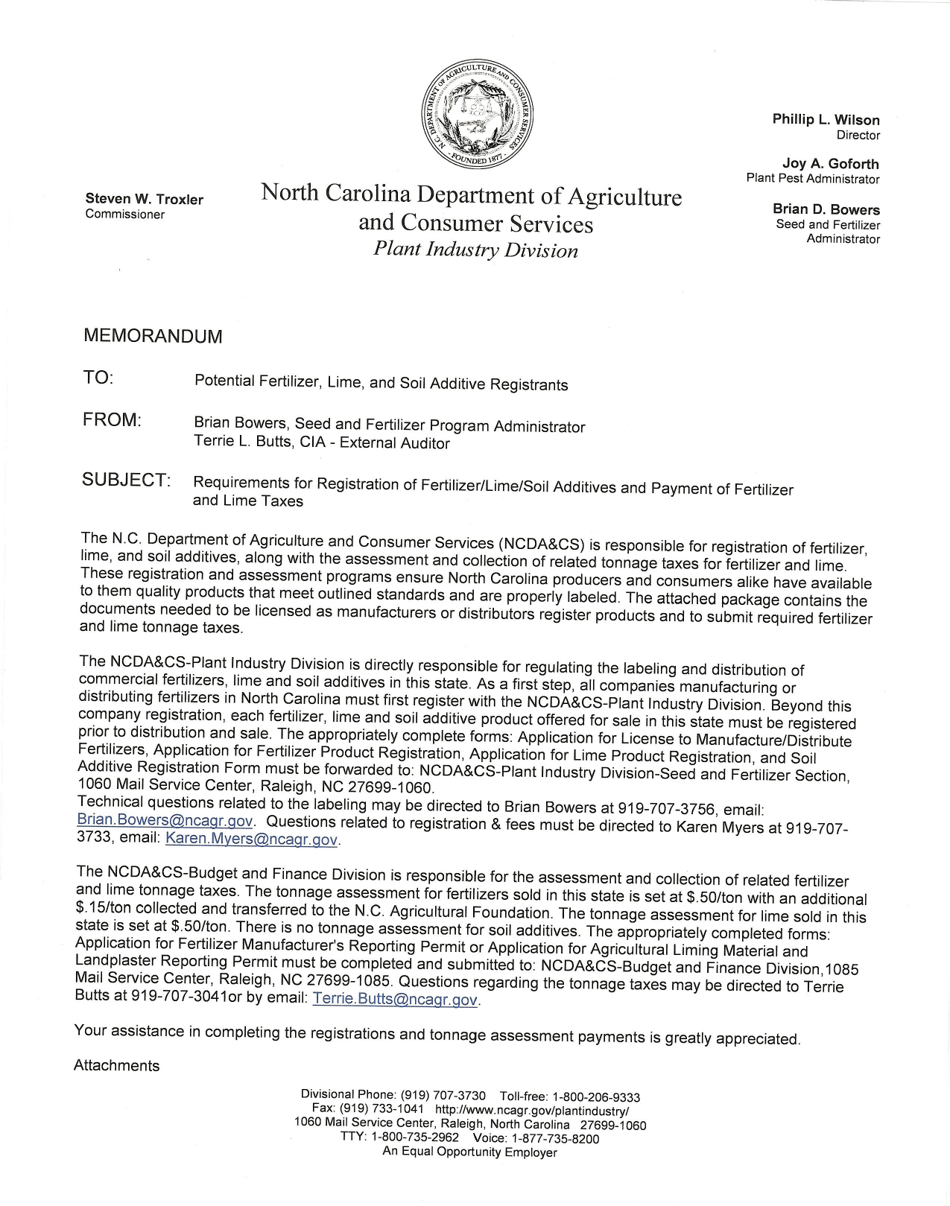 North Carolina Fertilizer Registration Package - Fill Out, Sign Online ...